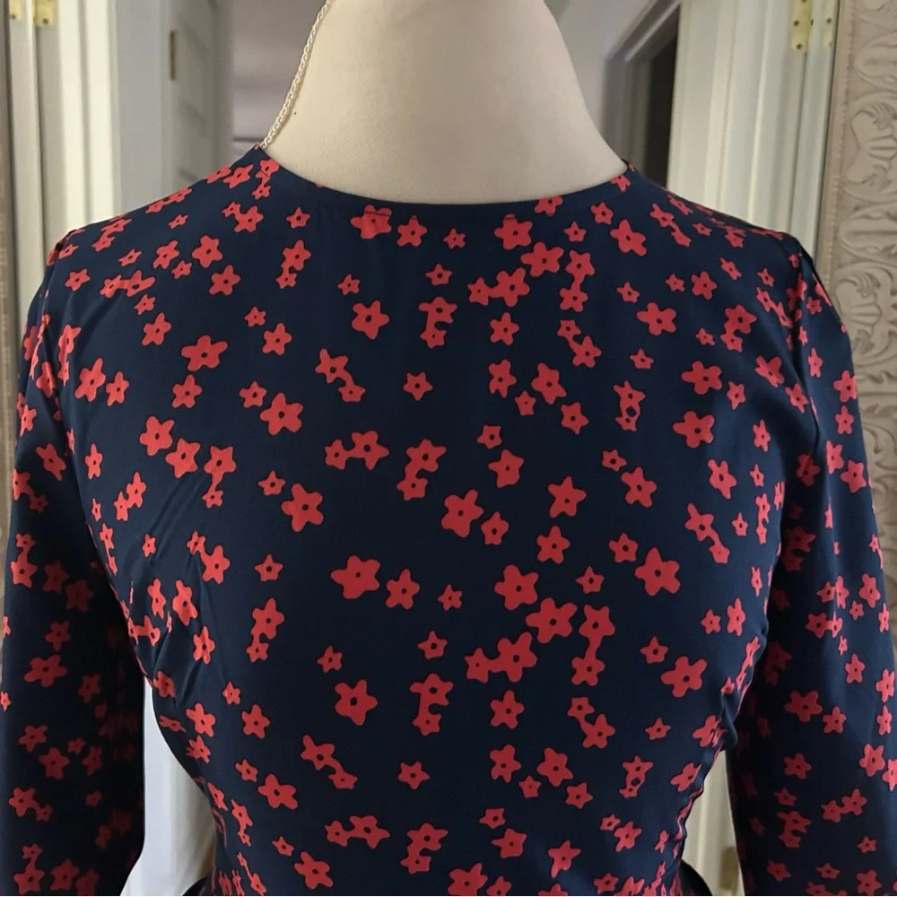 Amazon Navy and Red Floral Long Sleeve Dress - Picture 2 of 6
